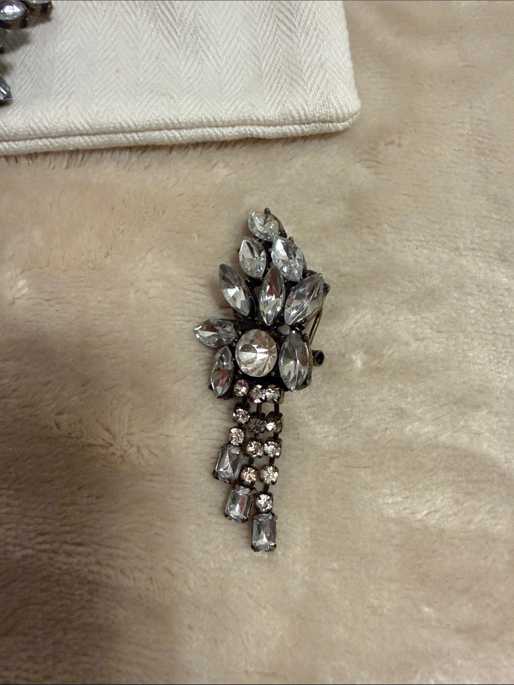 J. Crew Cream and Clear Crystal Floral Drop Earrings - Picture 2 of 3